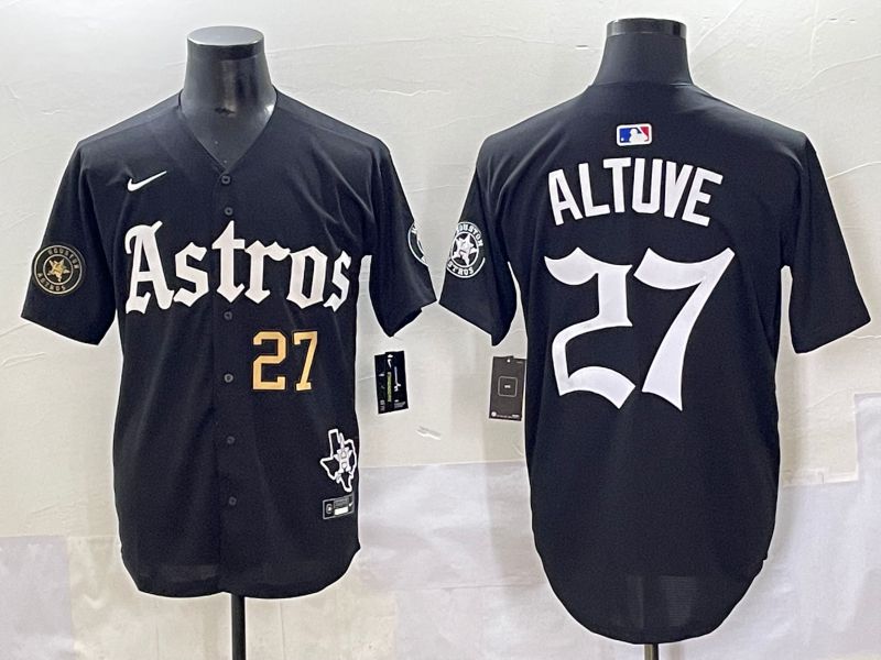 Men 2025 Houston Astros #27 Altuve Black Five generations Joint Name Nike MLB Jersey style 51